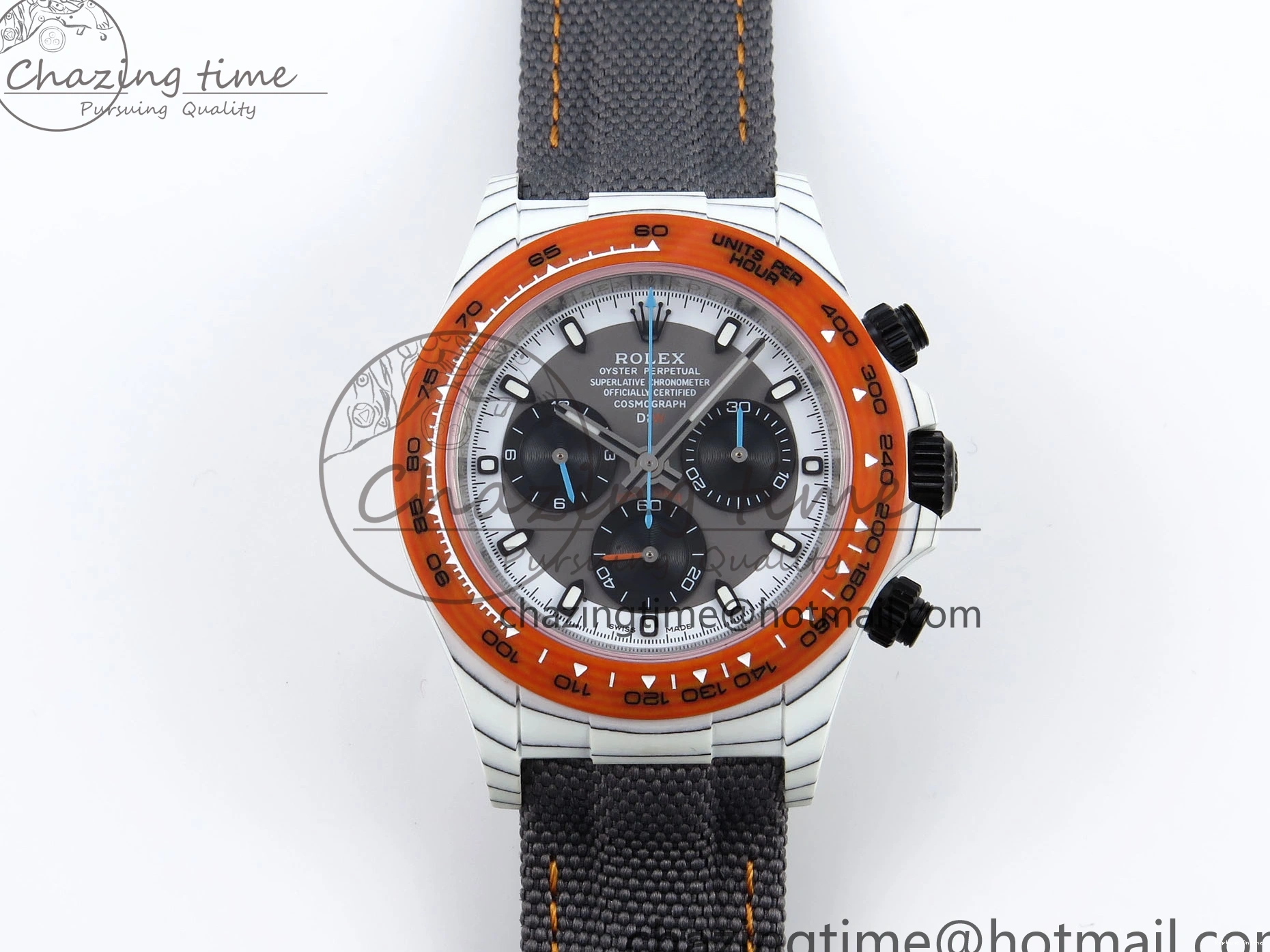 0516 Daytona DIW White Carbon Case DIWF Edition Gray White Dial Orange Bezel on Gray Nylon Strap A HighQuality 1844